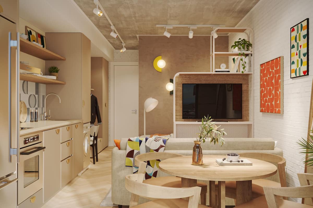 Compact Studio | Private kitchen | Fridge, microwave, oven, stovetop