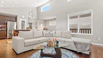 Televisio, takka, videopelejä, työhuone