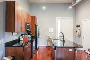Fridge, microwave, oven, stovetop - NuLu Condo in Walkable Area + FREE Gated Parking + King Bed + BEST Location! (Louisville)