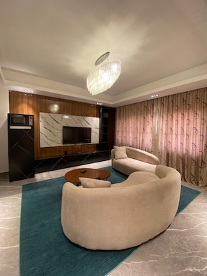 Deluxe-Apartment, barrierearm, Nichtraucher | Wohnbereich