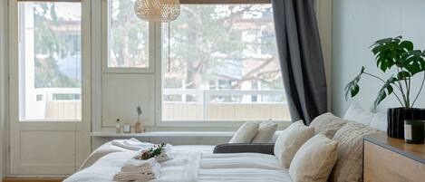 1 غرفة نوم وواي فاي وملاءات أسرّة