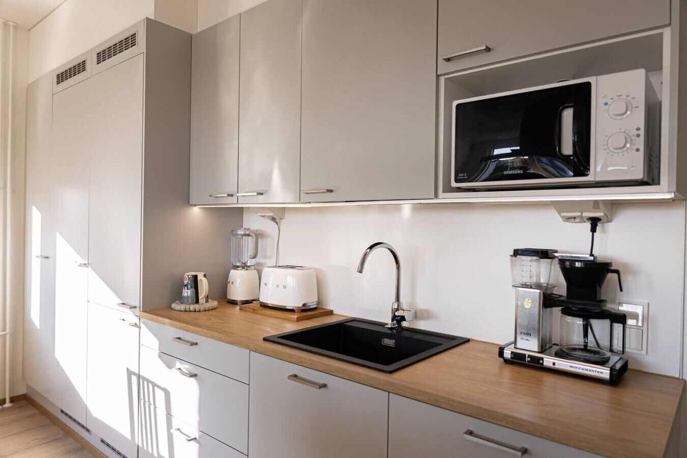 Kühlschrank, Mikrowelle, Ofen, Herdplatte