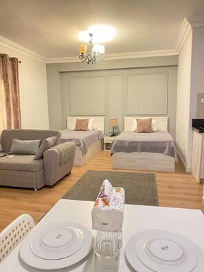 Comfort Studio, City View | Down comforters, soundproofing, iron/ironing board, free WiFi - Chelay studios  (New Cairo)