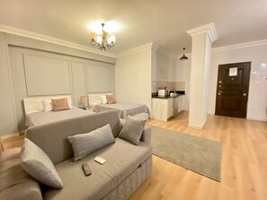 Comfort studio, uitzicht op stad | Geluiddichte muren, een strijkplank/strijkijzer, gratis wifi