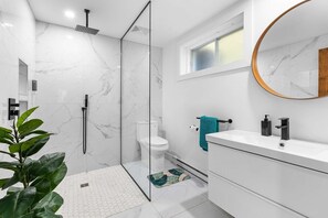 Dusche, Haartrockner, Handtücher