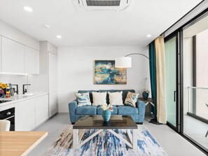 Living area - D426 - Beautiful view of the lagoon with balcony (Simpson Bay)