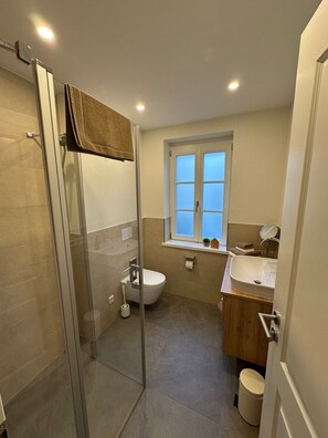 淋浴设施、吹风机、毛巾、肥皂