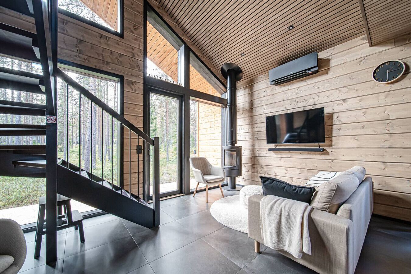 Televisión y chimenea 