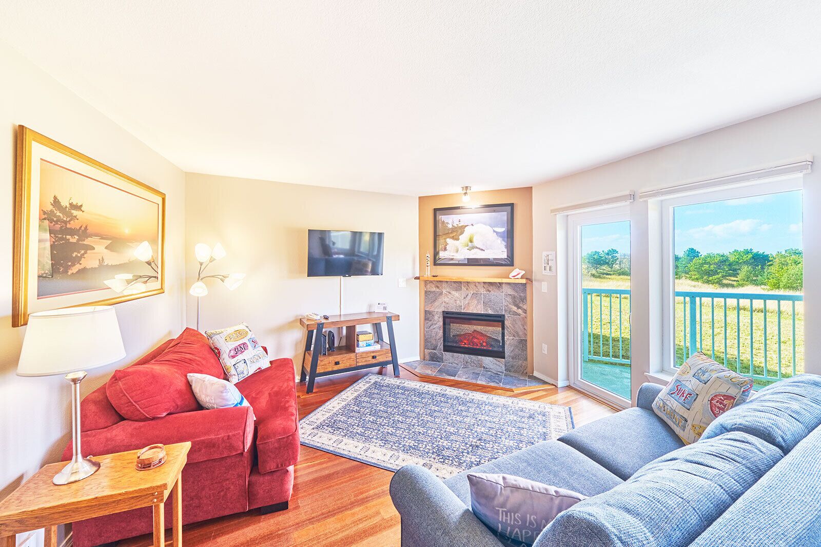 Smart TV, fireplace, printers