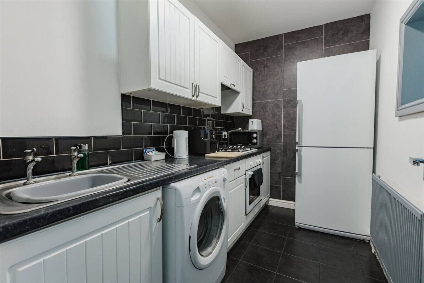 Fridge, microwave, stovetop, toaster