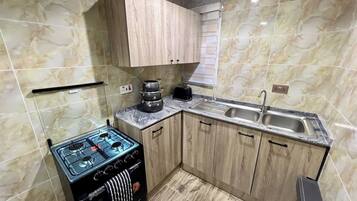 Deluxe Apartment, Balcony, City View | Private kitchen