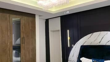 In-room safe, desk, laptop workspace, blackout curtains