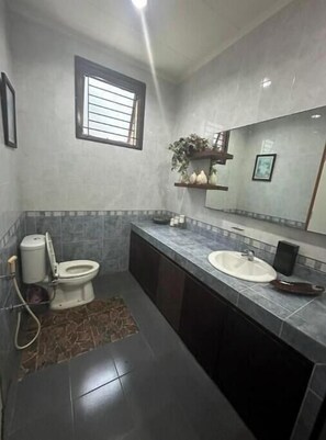 Serviettes fournies, savon, papier de toilette