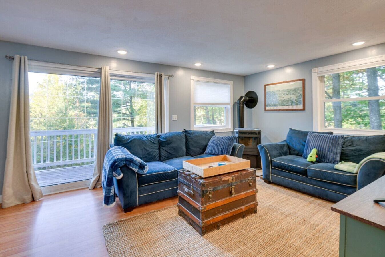 TV, fireplace, foosball, books