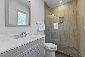 Shower, hair dryer, towels - NEW! Bright Modern 3Bed 2.5Bath Evanston Home w/Parking by AllSet Turnover (Evanston)