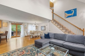 TV, fireplace, books - Harwich Escape – Deck, Firepit & Near Beaches (Harwich)