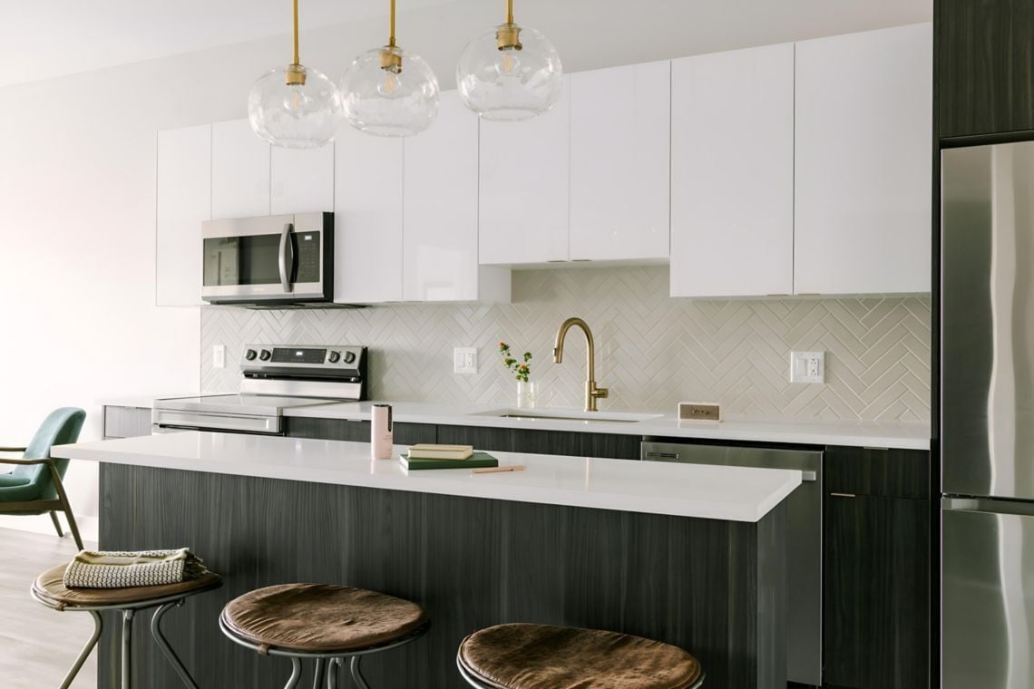 Full-sized fridge, microwave, oven, stovetop
