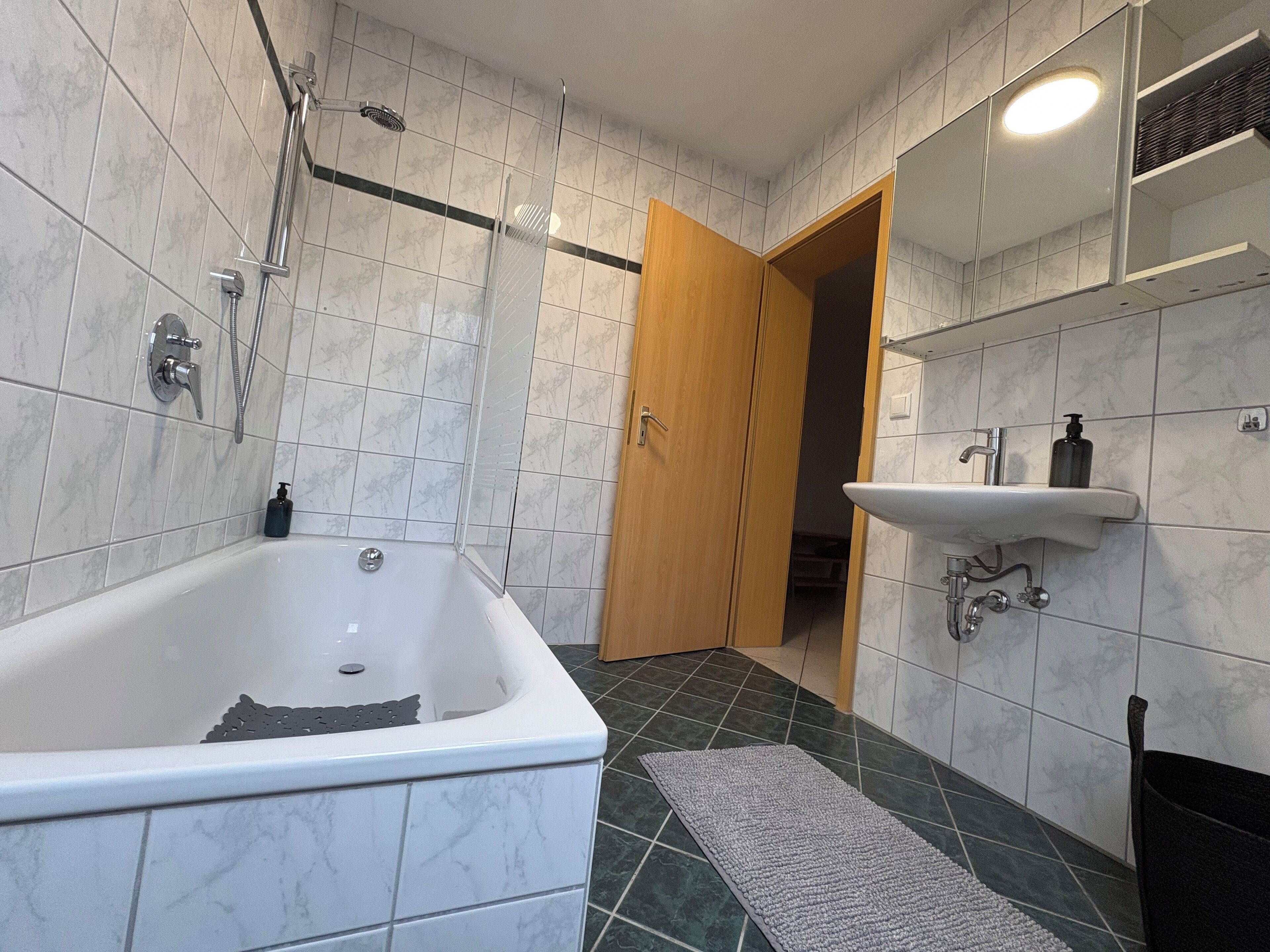 Hair dryer, towels, toilet paper