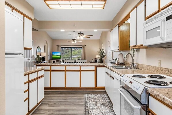 Microwave, oven, stovetop, dishwasher