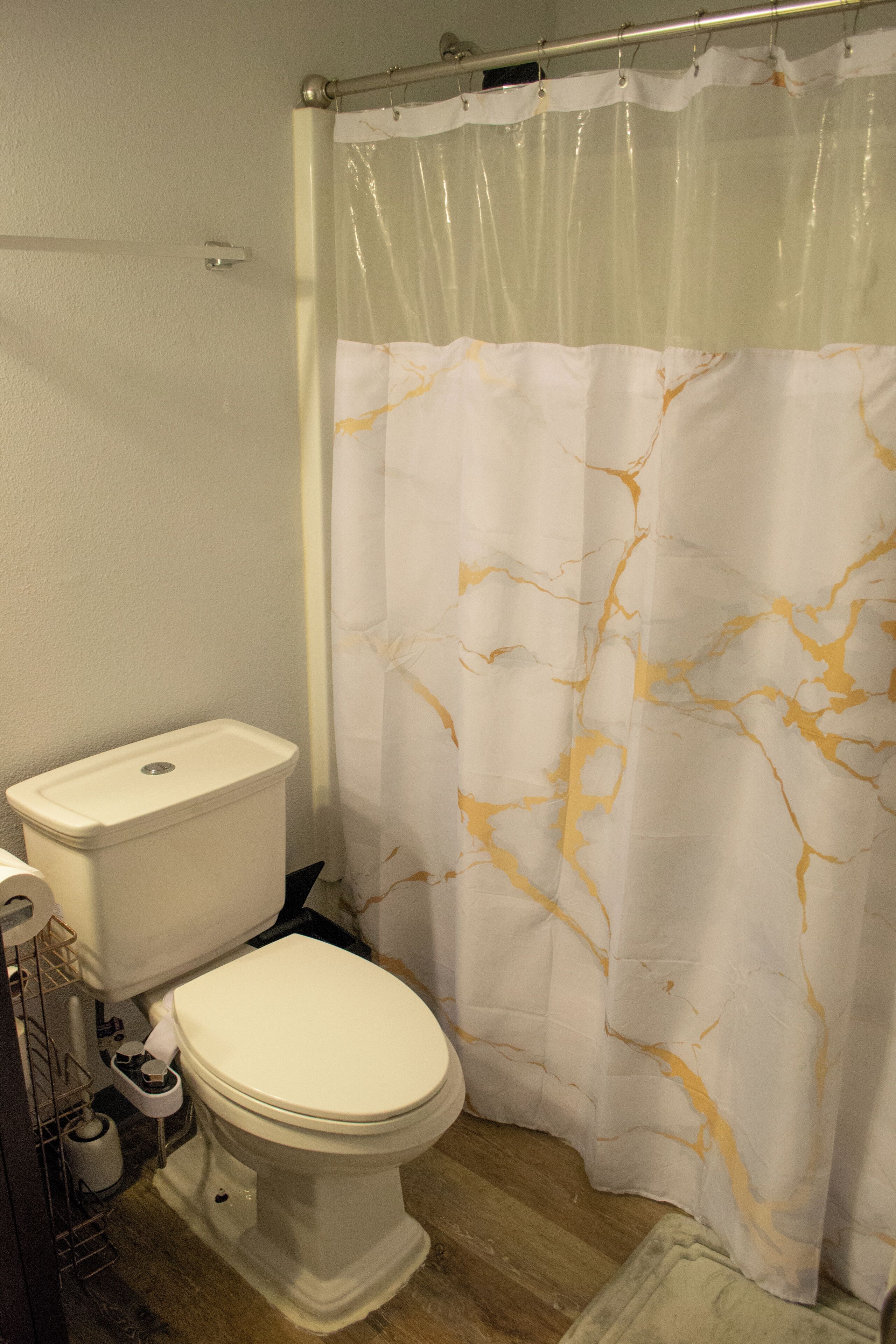 Hair dryer, bidet, towels, soap