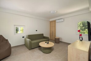 Suite clásica, balcón, vista al parque | Área de sala de estar