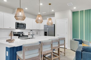 Fridge, microwave, oven, stovetop - Spacious Home w/ Private Pool, BBQ, Summer Kitchen & Game Room - Near Disney (Clermont)