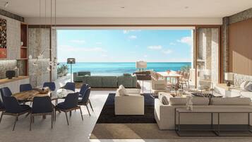 グランド ルーム 6 ベッドルーム (Residence) | リビング エリア | 55 インチのLED テレビ (デジタル放送視聴可)、書庫