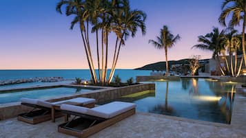 2 outdoor pools, open 7:00 AM to 6:00 PM, free cabanas