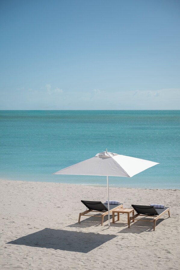 Private beach, white sand, beach bar