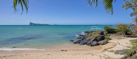 On the beach, beach towels