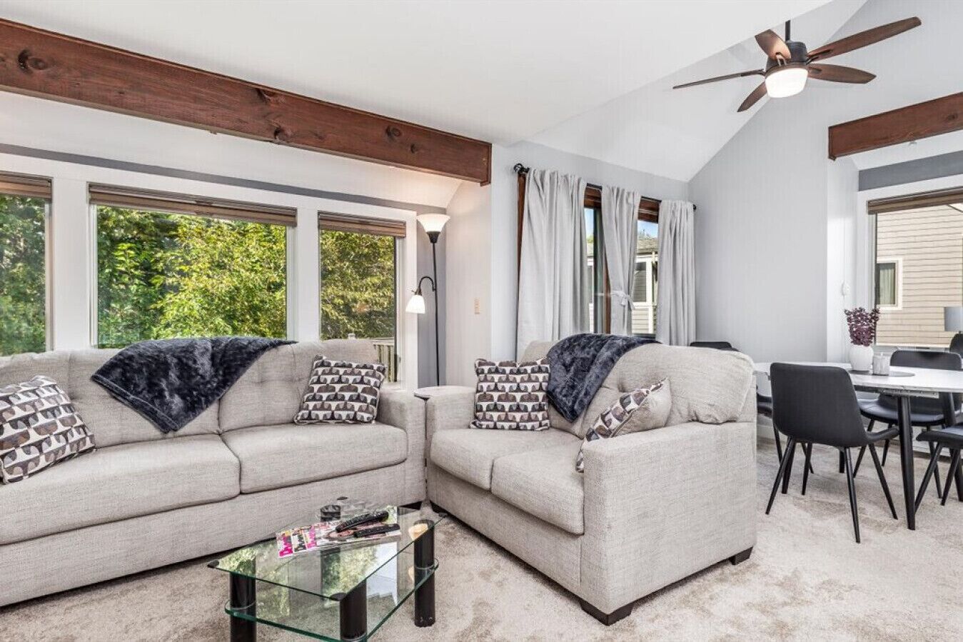 TV, fireplace, foosball