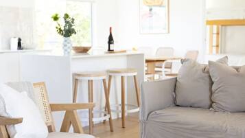 TV, fireplace, books