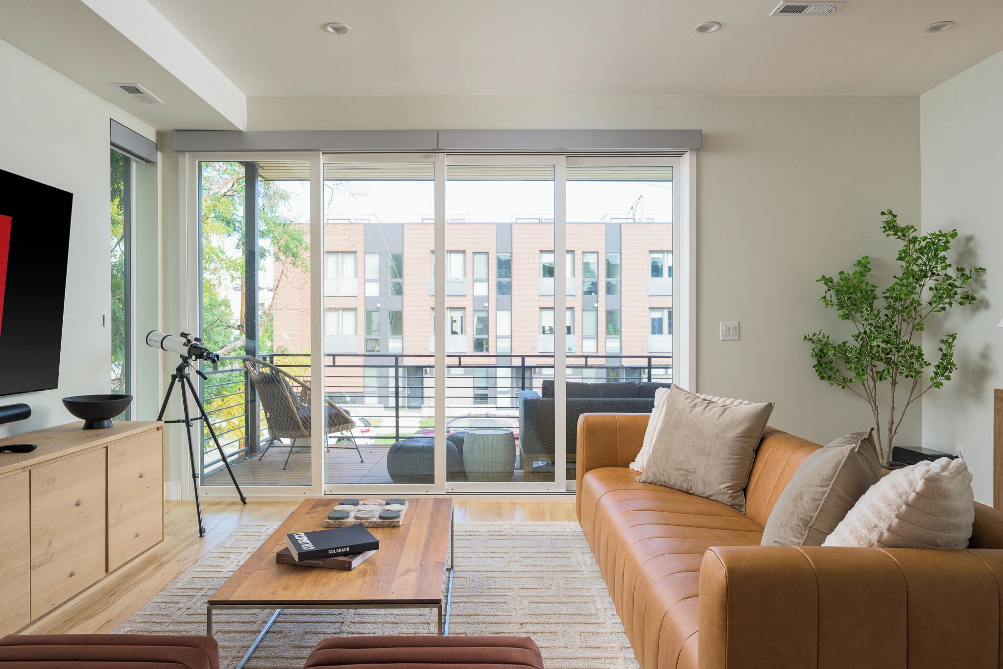 Televisión y chimenea 