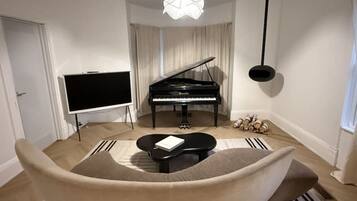 TV, fireplace, table tennis, computer monitors