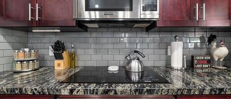 Microwave, oven, stovetop, dishwasher