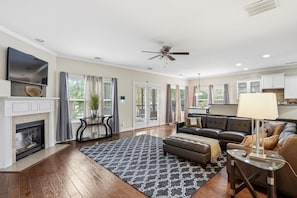 TV, fireplace, offices - Luxe McCalla Family Home with Game Room & Yard! (McCalla)