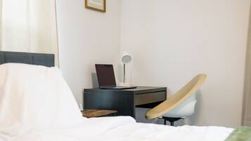 2 bedrooms, desk, iron/ironing board, travel crib