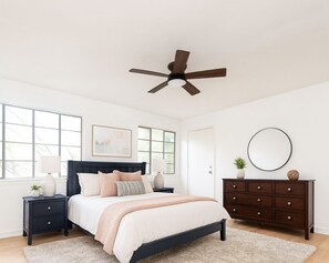 2 bedrooms, iron/ironing board, WiFi, bed sheets