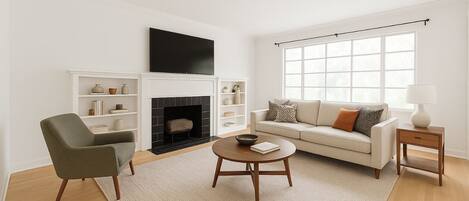 Télévision, cheminée