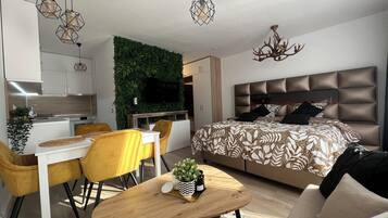 1 habitación, tabla de planchar con plancha, wifi y ropa de cama