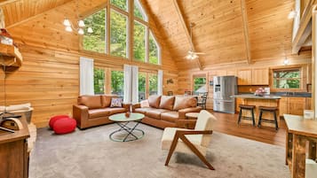 Een televisie, een open haard en een dvd-speler