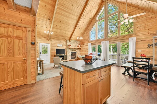 TV, fireplace, DVD player