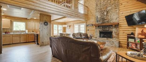 Televisión y chimenea