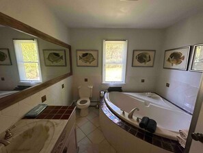 Boblebad, hårføner, håndklær og såpe