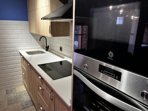 Geladeira, micro-ondas, fogão, cooktop