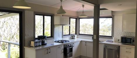 Microwave, oven, stovetop, dishwasher