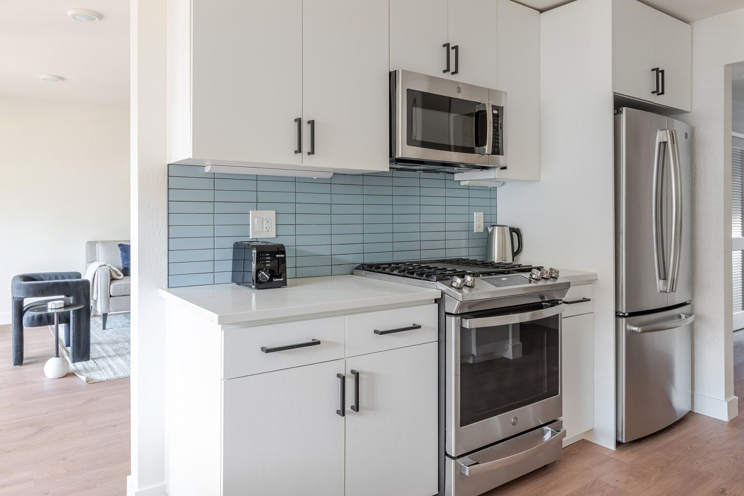 Fridge, microwave, oven, dishwasher