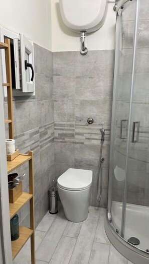Secadora de cabello, toallas, jabón, papel de baño