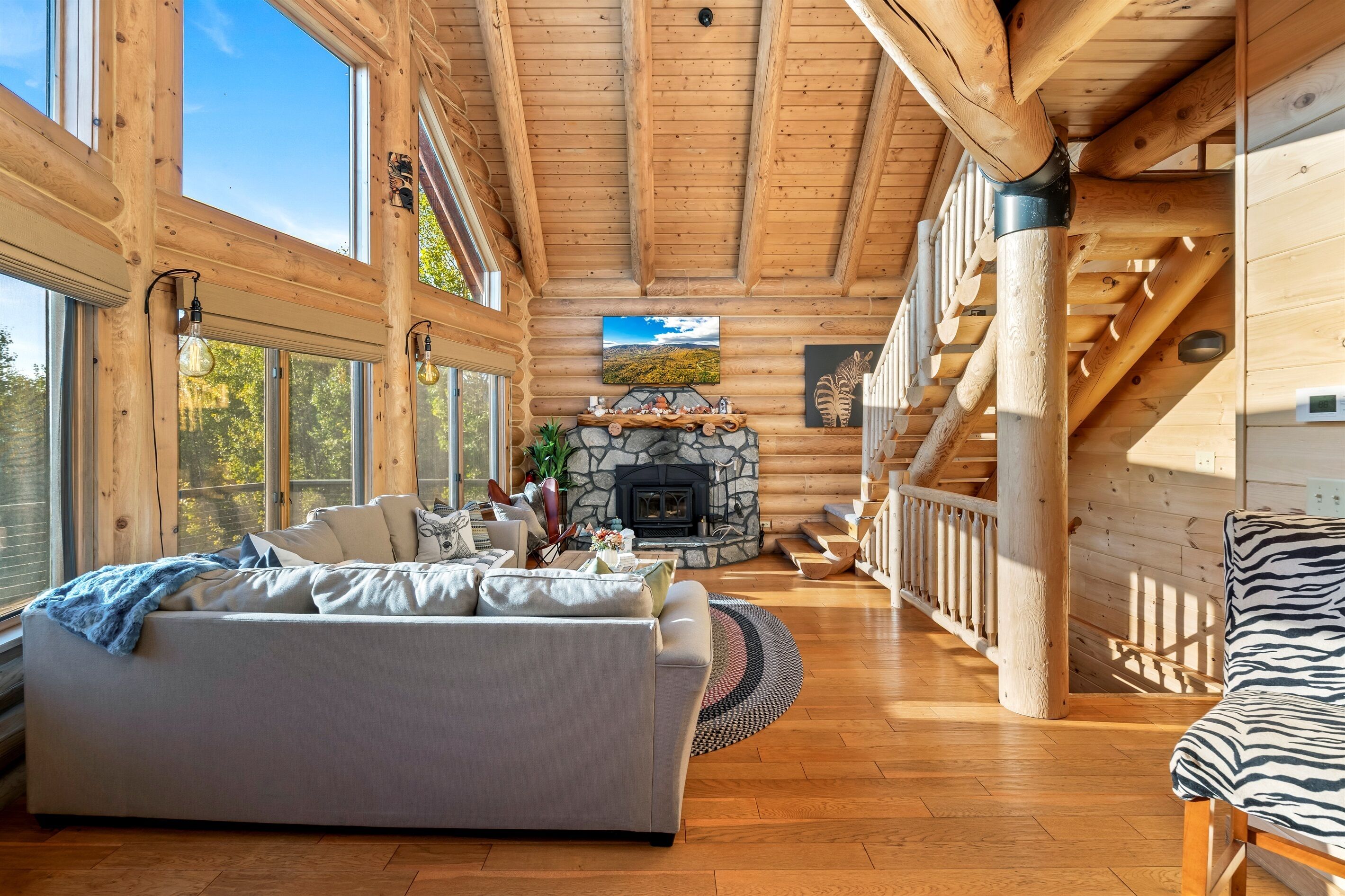 Een smart-tv, een open haard, videogames en boeken