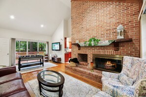 Smart TV, fireplace, foosball, table tennis